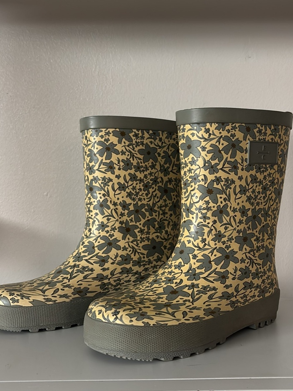 Rylee + Cru Yellow and Blie Floral Kids Rain Boots